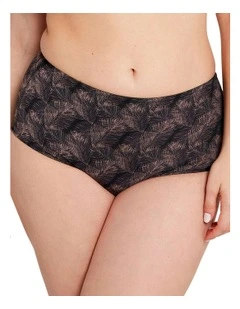So Pure Fantaisy Sustainable High Waist Shaping Brief in Print Black & Nude Palms