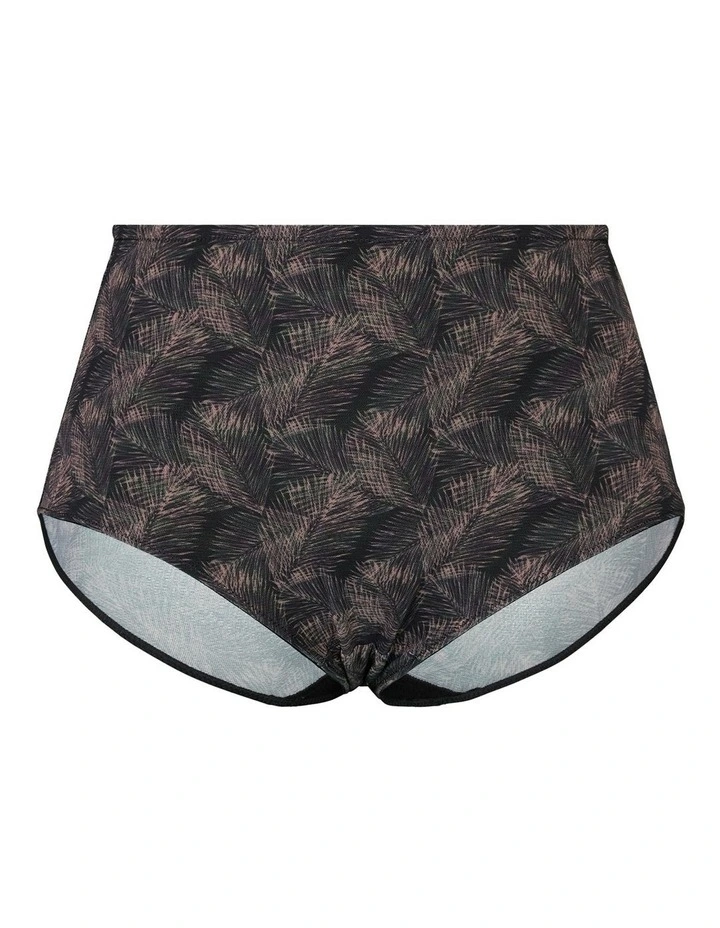 So Pure Fantaisy Sustainable High Waist Shaping Brief in Print Black & Nude Palms image 7