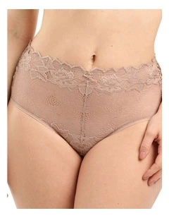 Arum Prima Mid Rise Sheer Stretch Lace Brief in Beige Taupe