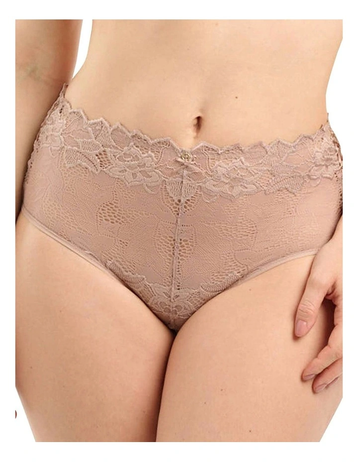 Arum Prima Mid Rise Sheer Stretch Lace Brief in Beige Taupe image 1