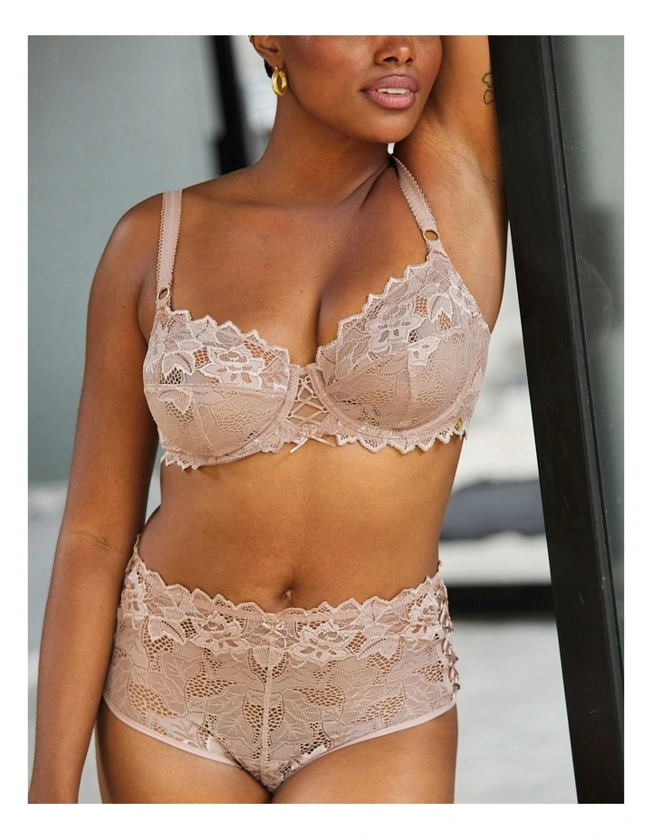 Arum Prima Mid Rise Sheer Stretch Lace Brief in Beige Taupe image 7