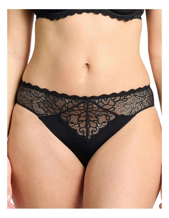 Oceane Sustainable Microfibre and Lace Brief in Black image 1