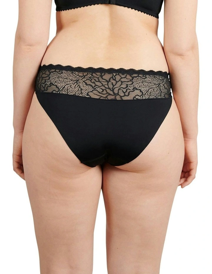 Oceane Sustainable Microfibre and Lace Brief in Black image 2