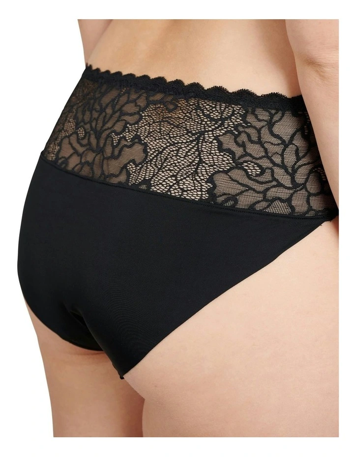 Oceane Sustainable Microfibre and Lace Brief in Black image 3