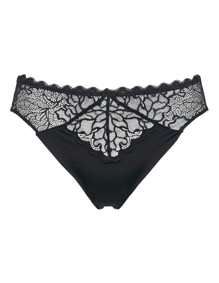 Oceane Sustainable Microfibre and Lace Brief in Black image 4