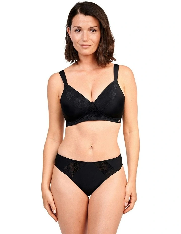 Perfect Shape Microfiber and Lace Brief in Black image 3