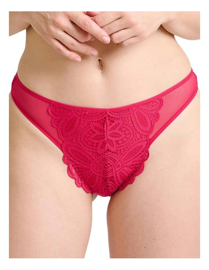 Attirance Low Rise Mesh And Lace Thong in Jester Red image 1