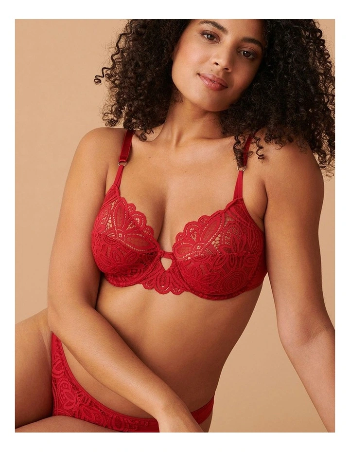 Attirance Low Rise Mesh And Lace Thong in Jester Red image 3
