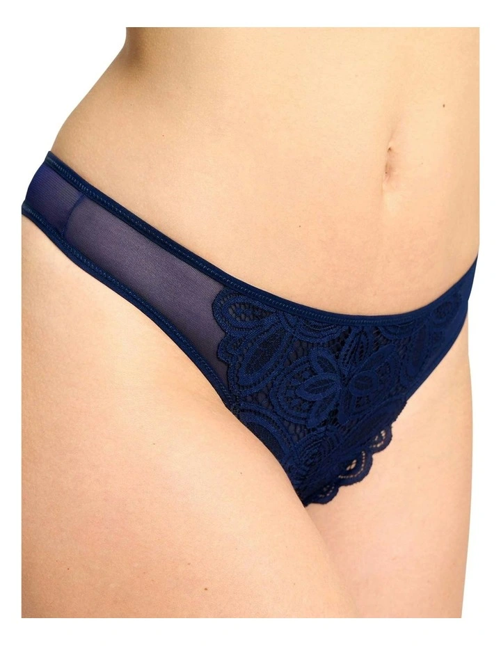 Attirance Low Rise Mesh And Lace Thong in Marine Blue image 3