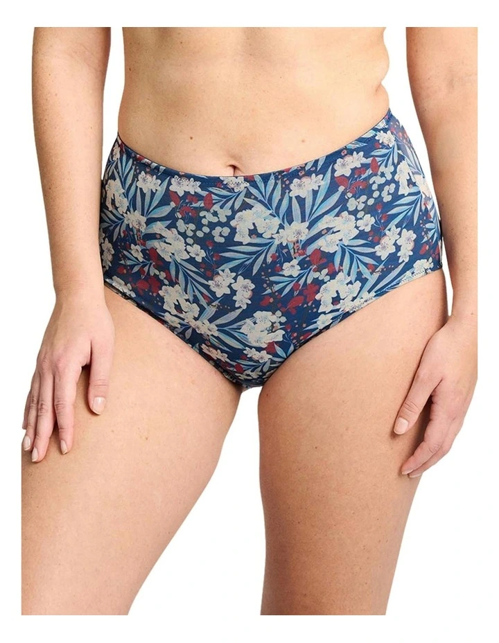 So Pure Fantaisy Sustainable High Waist Shaping Brief in Blue Marine Floral Print image 1