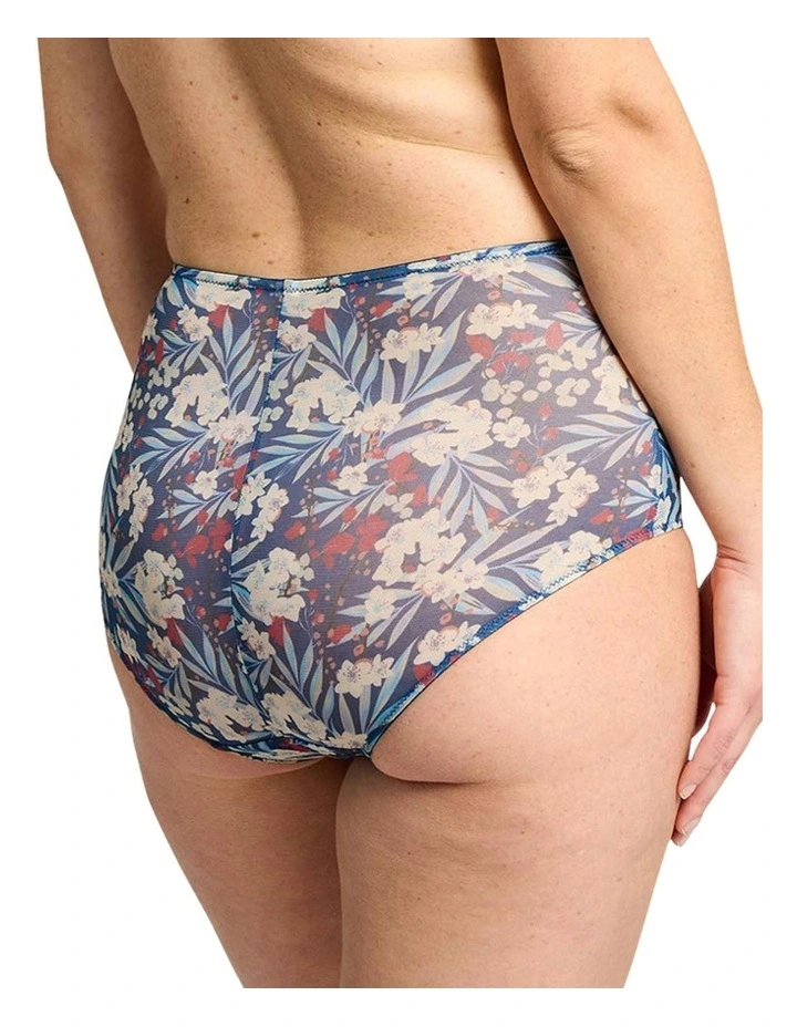 So Pure Fantaisy Sustainable High Waist Shaping Brief in Blue Marine Floral Print image 2