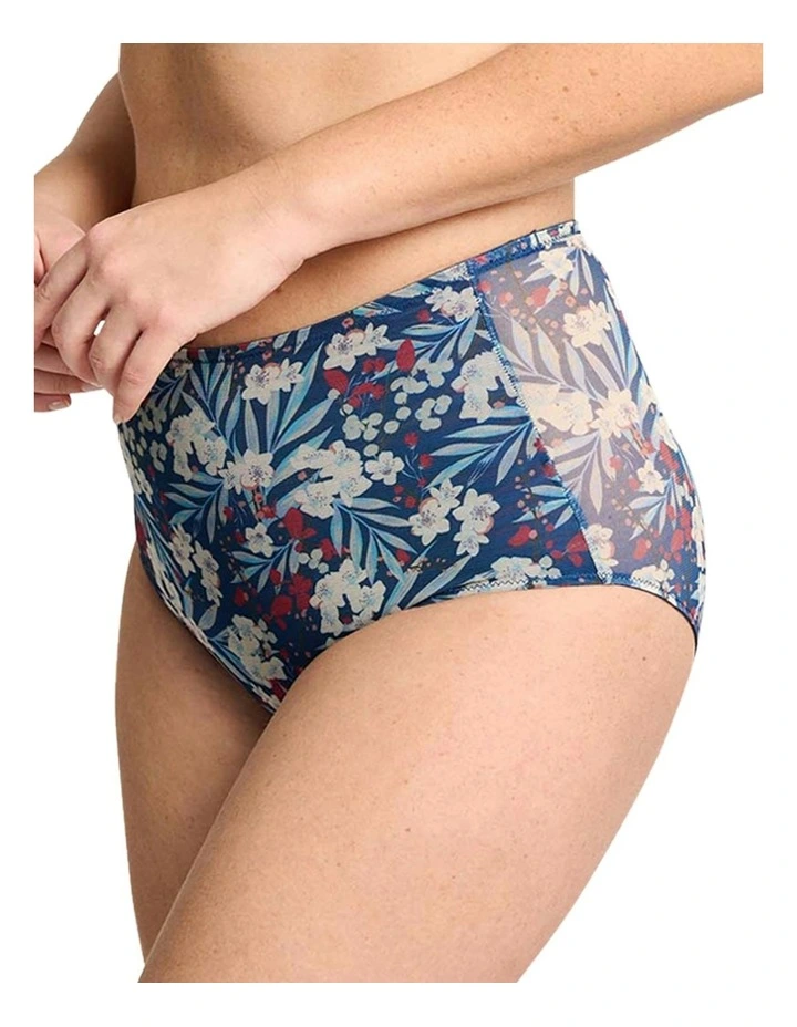 So Pure Fantaisy Sustainable High Waist Shaping Brief in Blue Marine Floral Print image 4