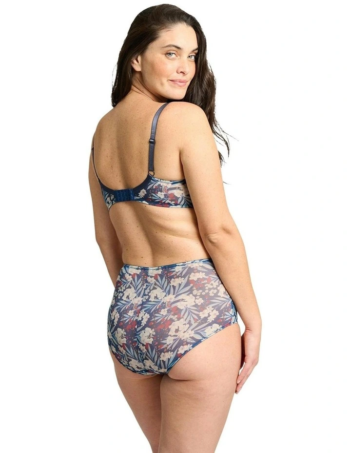 So Pure Fantaisy Sustainable High Waist Shaping Brief in Blue Marine Floral Print image 6