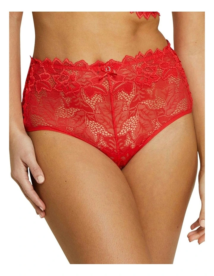 Arum Prima Mid Rise Sheer Stretch Lace Brief in Poppy Red image 1