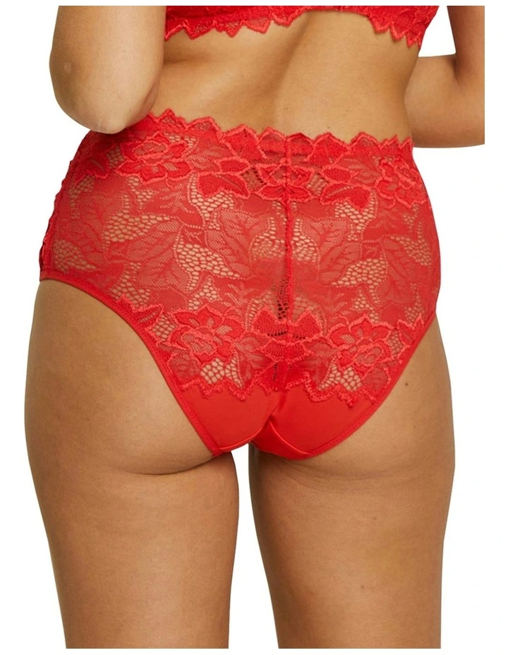 Arum Prima Mid Rise Sheer Stretch Lace Brief in Poppy Red image 2