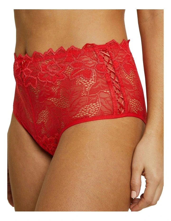 Arum Prima Mid Rise Sheer Stretch Lace Brief in Poppy Red image 4