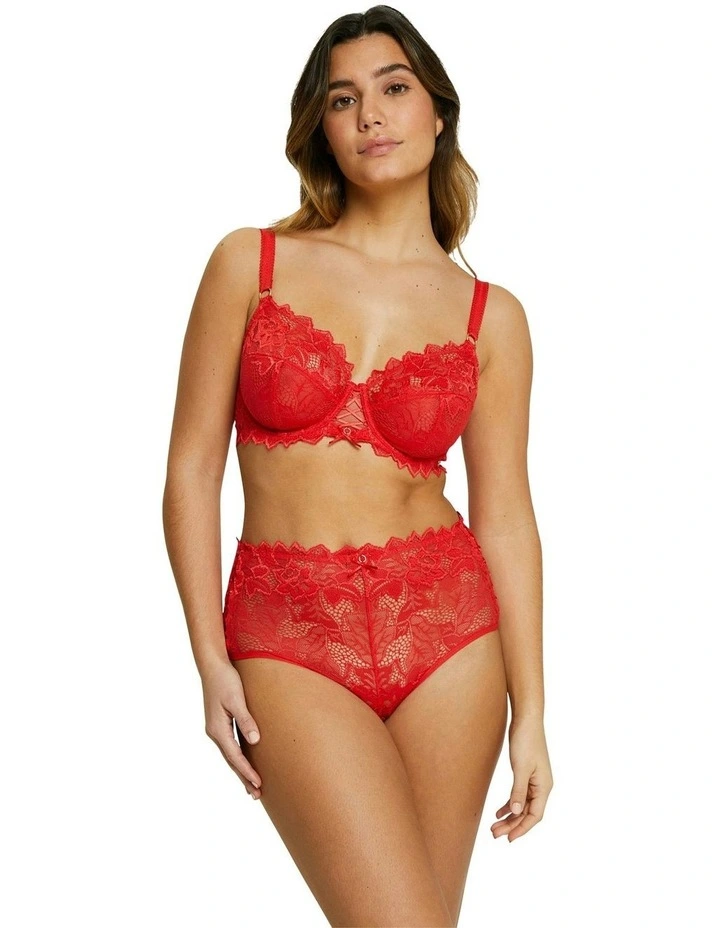 Arum Prima Mid Rise Sheer Stretch Lace Brief in Poppy Red image 5