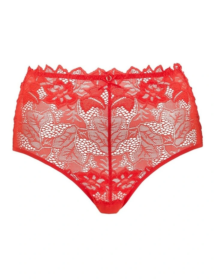Arum Prima Mid Rise Sheer Stretch Lace Brief in Poppy Red image 7