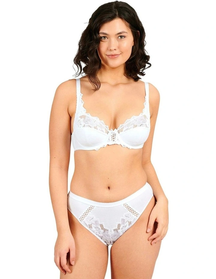 Coton D'Arum Organic Cotton Brief with Lace in White image 3