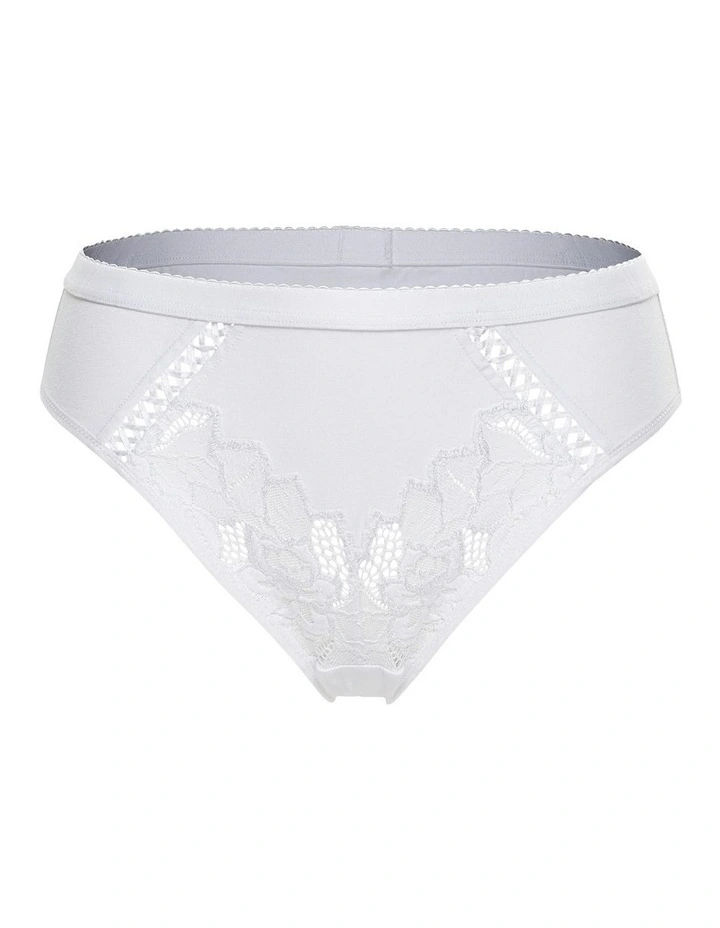 Coton D'Arum Organic Cotton Brief with Lace in White image 7