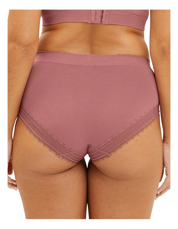 Agathe Ribbed Full Coverage Shorty Underwear in Nostalgia Pink image 2