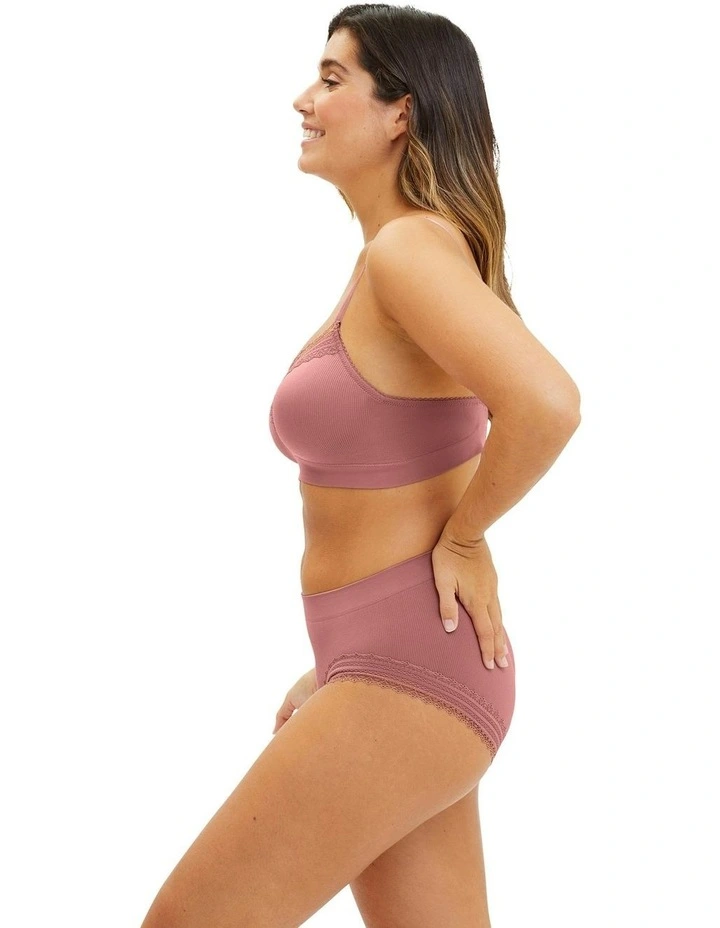 Agathe Ribbed Full Coverage Shorty Underwear in Nostalgia Pink image 3