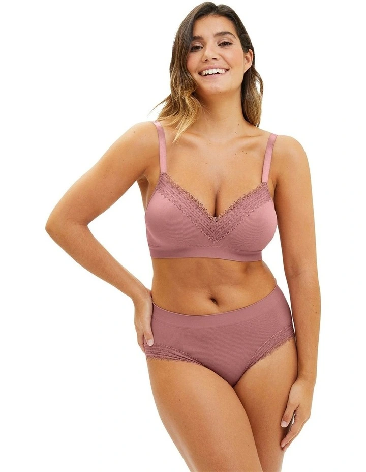 Agathe Ribbed Full Coverage Shorty Underwear in Nostalgia Pink image 4