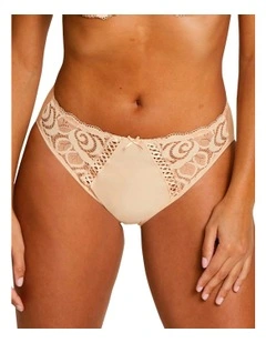 Amlie Microfibre & Lace Bikini Brief in Beige Blush