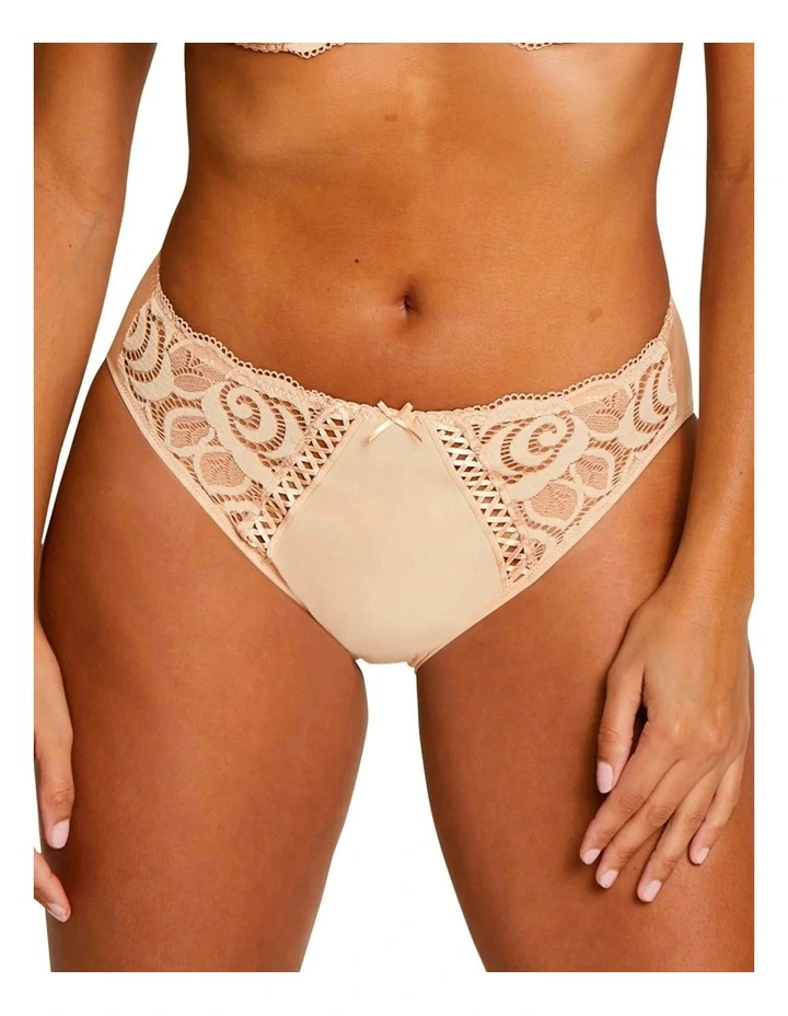 Amlie Microfibre & Lace Bikini Brief in Beige Blush image 1