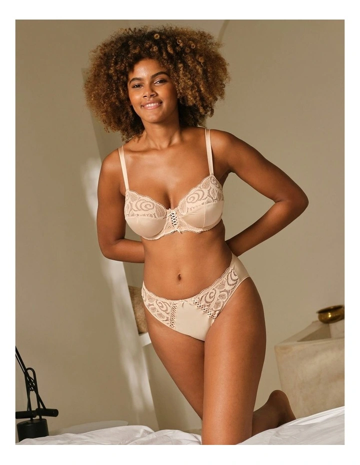 Amlie Microfibre & Lace Bikini Brief in Beige Blush image 3
