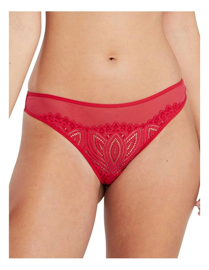 Lisa High Cut Brazilian Lace Brief in Crimson image 1
