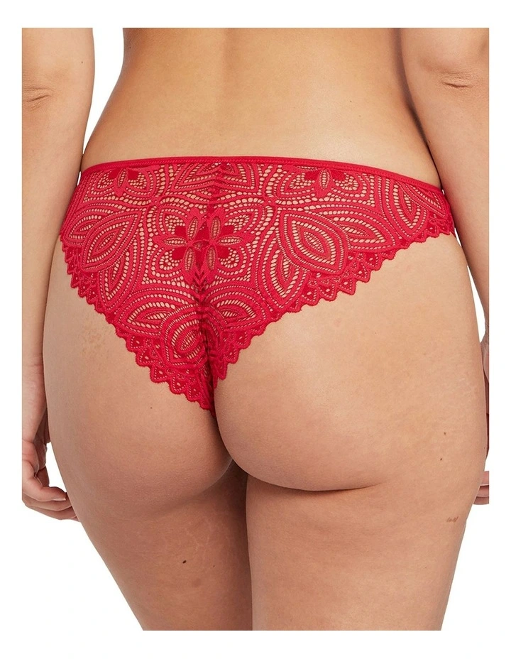 Lisa High Cut Brazilian Lace Brief in Crimson image 2