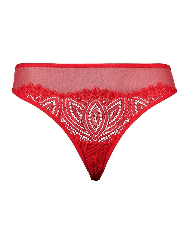 Lisa High Cut Brazilian Lace Brief in Crimson image 5