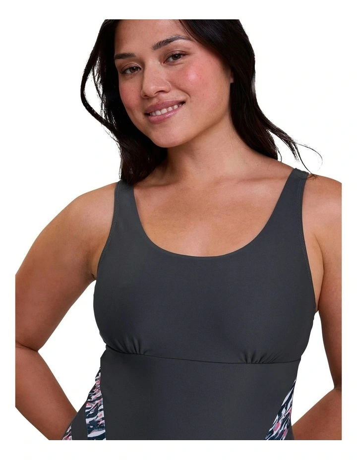 Bondi Beach Sporty One-Piece Swimsuit With Bust Support in Grey image 4