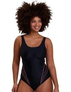 Bondi Beach Sporty One-Piece Swimsuit with Bust Support in Black