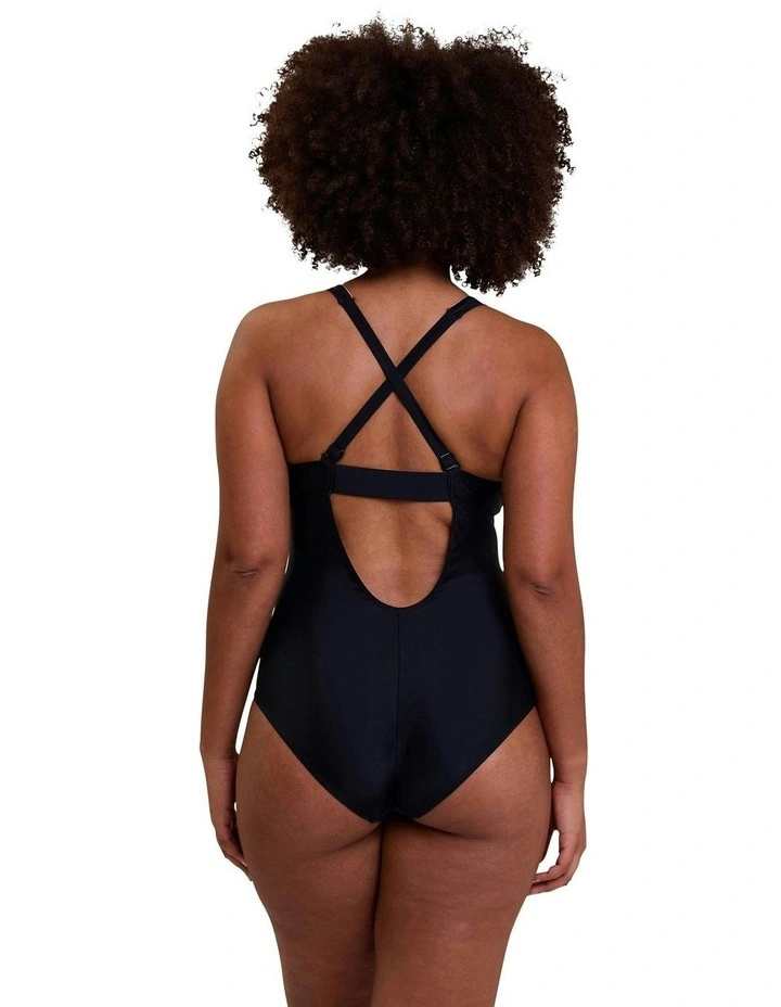 Bondi Beach Sporty One-Piece Swimsuit with Bust Support in Black image 2