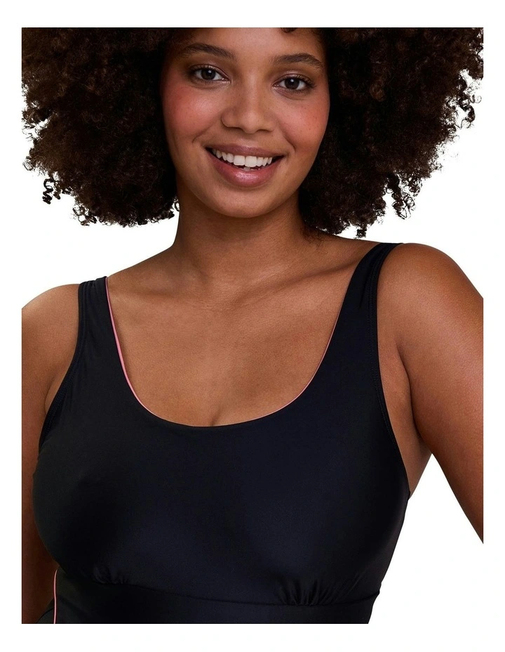Bondi Beach Sporty One-Piece Swimsuit with Bust Support in Black image 4