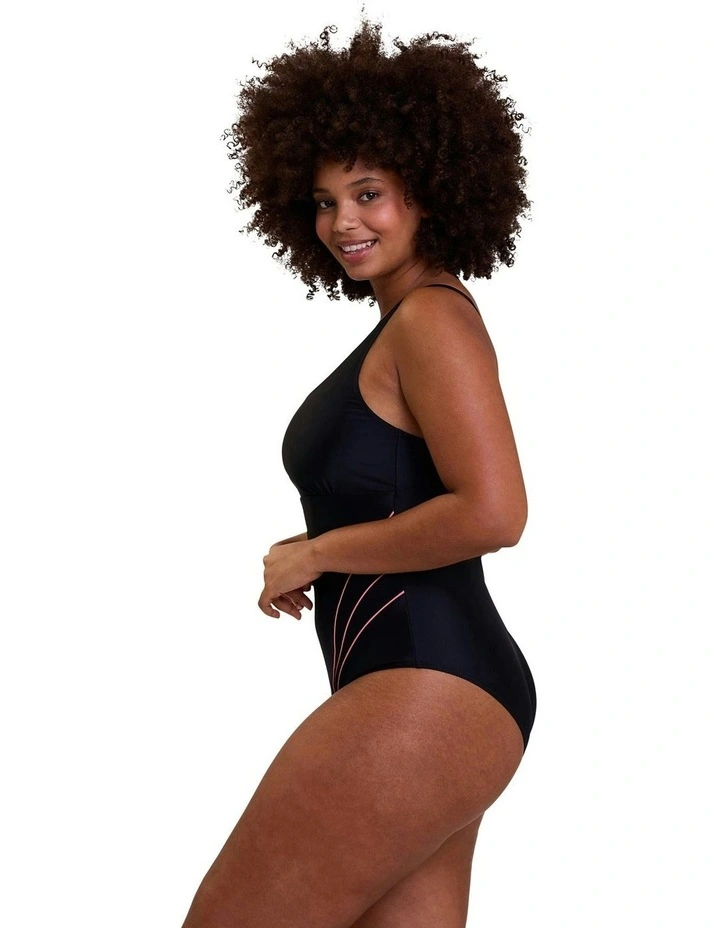 Bondi Beach Sporty One-Piece Swimsuit with Bust Support in Black image 5