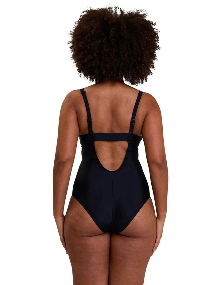 Bondi Beach Sporty One-Piece Swimsuit with Bust Support in Black image 6