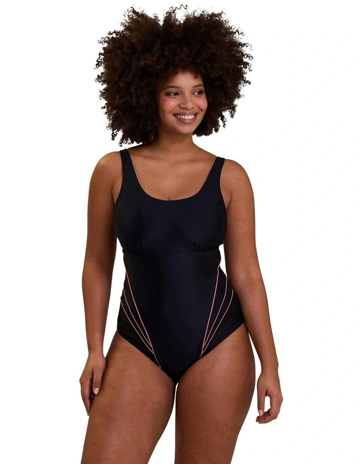 Bondi Beach Sporty One-Piece Swimsuit with Bust Support in Black image 7