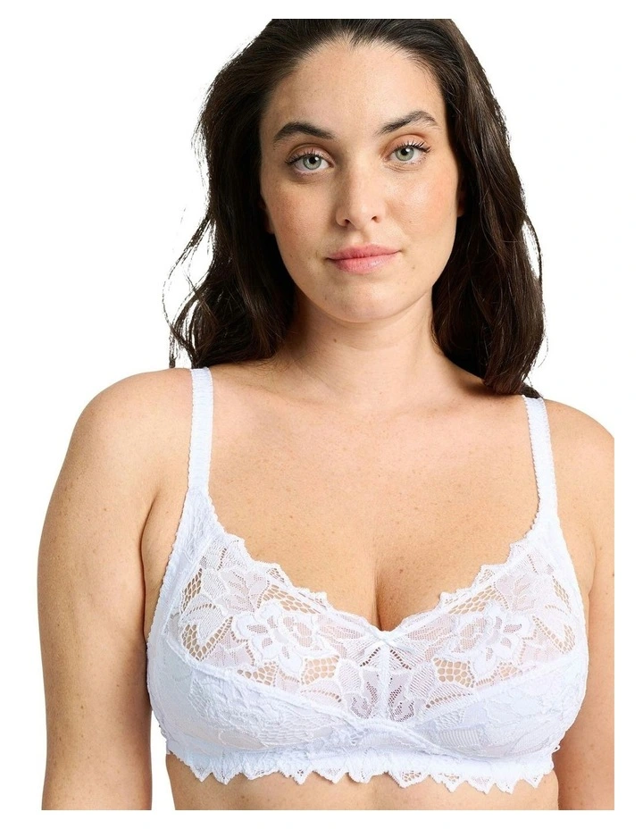 Coton d'Arum Organic Cotton Wirefree Lace Bra in White image 1