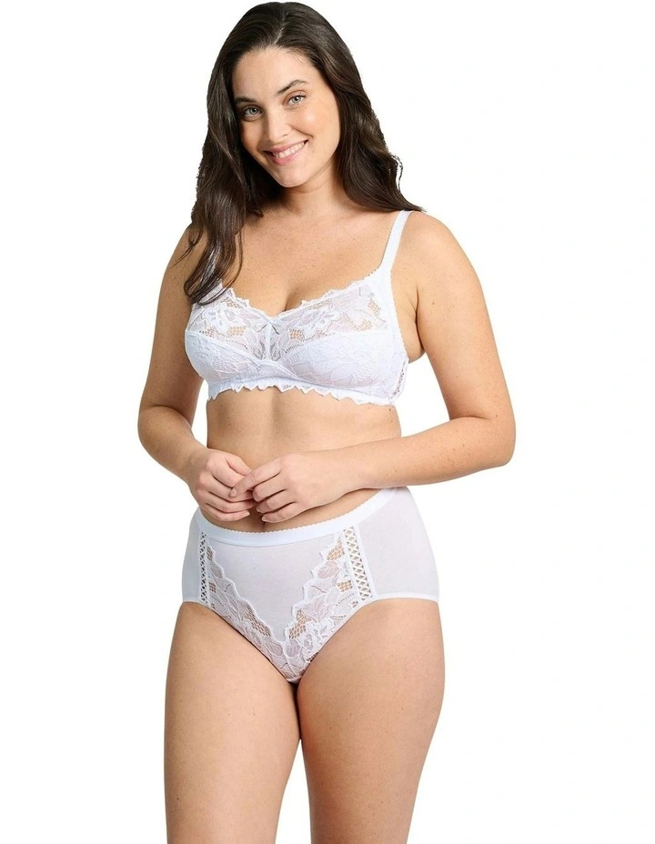 Coton d'Arum Organic Cotton Wirefree Lace Bra in White image 4
