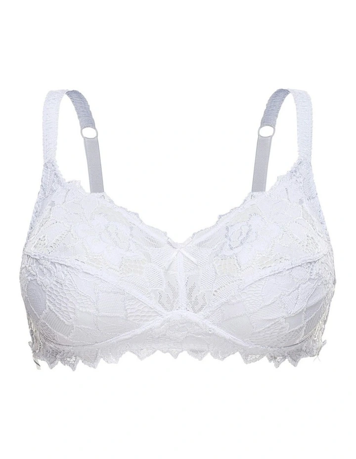 Coton d'Arum Organic Cotton Wirefree Lace Bra in White image 7