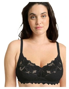 Coton d'Arum Organic Cotton Wirefree Lace Bra in Black