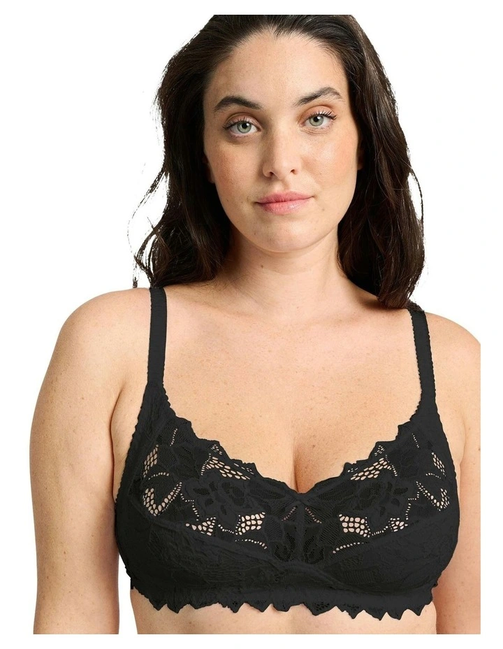 Coton d'Arum Organic Cotton Wirefree Lace Bra in Black image 1
