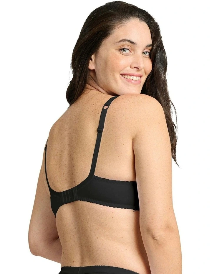 Coton d'Arum Organic Cotton Wirefree Lace Bra in Black image 2