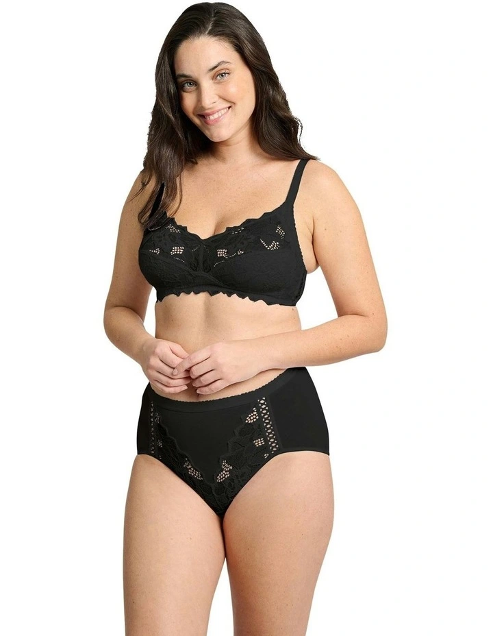 Coton d'Arum Organic Cotton Wirefree Lace Bra in Black image 4
