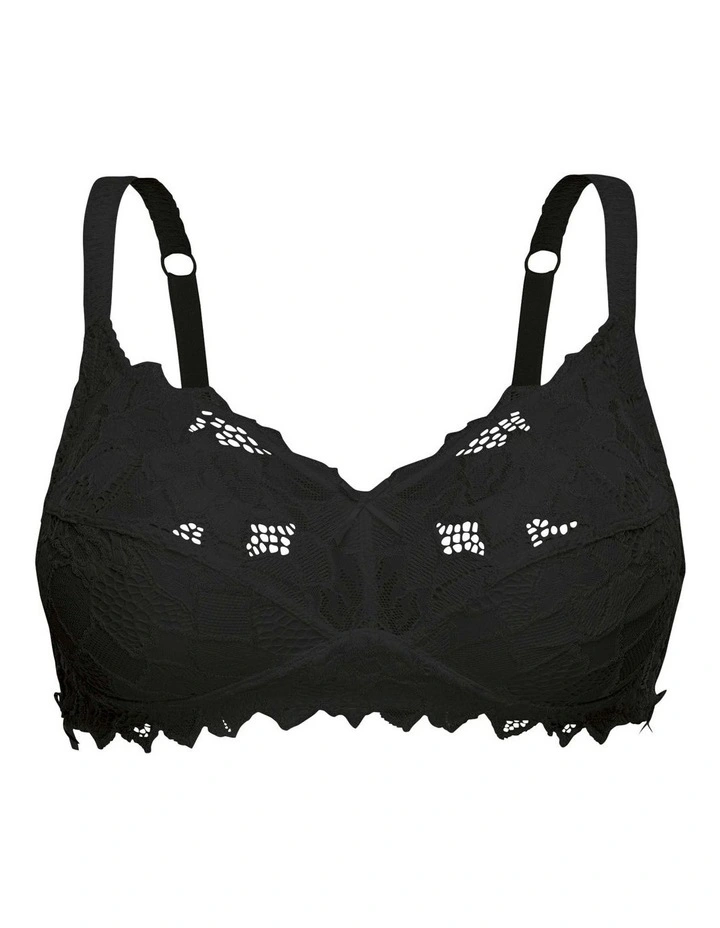 Coton d'Arum Organic Cotton Wirefree Lace Bra in Black image 7