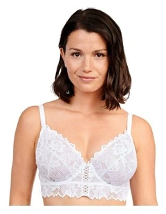 Arum Underwire Longline Lace Bustier Bra in White