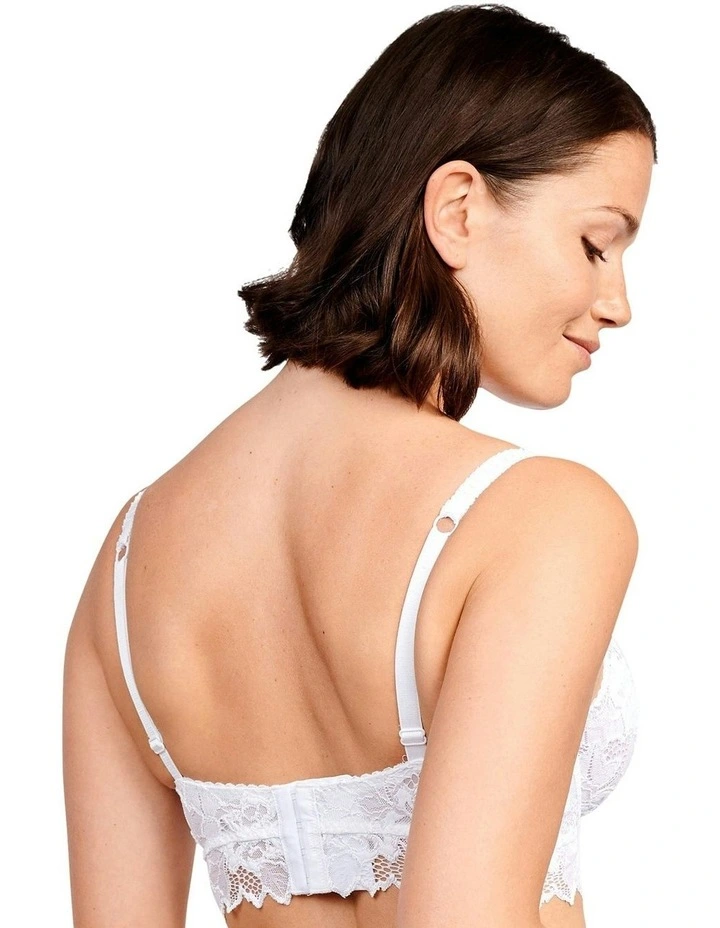 Arum Underwire Longline Lace Bustier Bra in White image 2